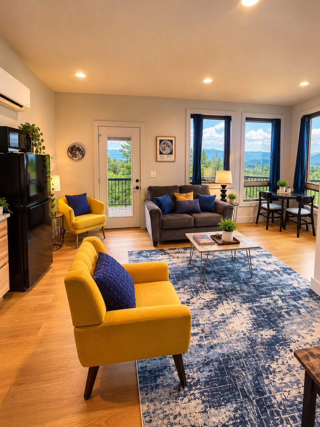Stargazer Prism living room with mountain views